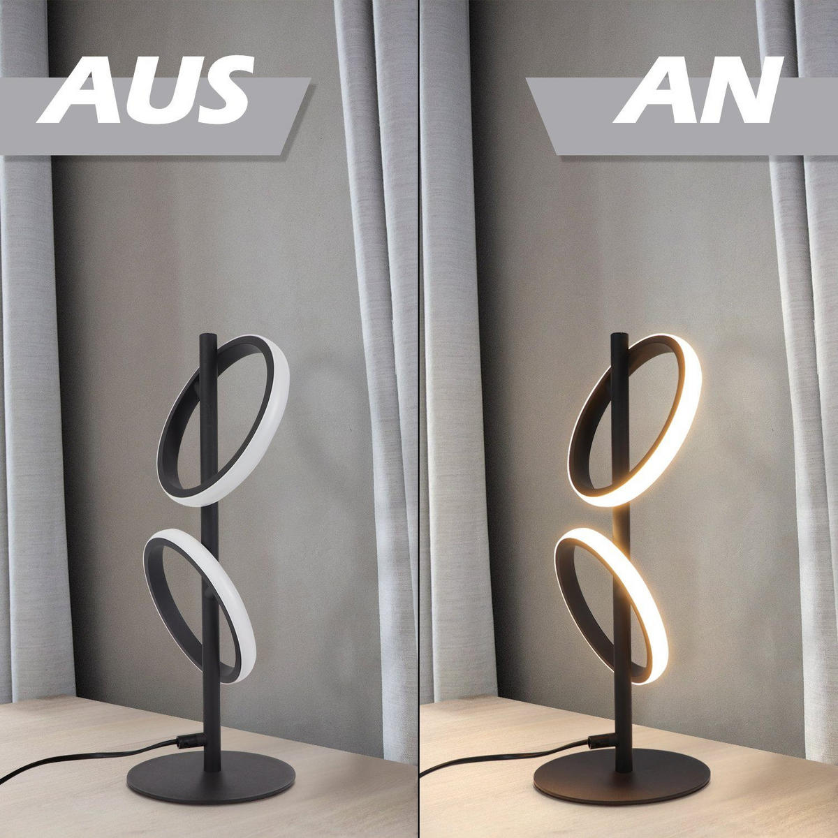STOLNÍ lampa Abendorff LED 22/15,5/45,6 cm - černá, kov (22/15.5/45.6cm) - Nettlife