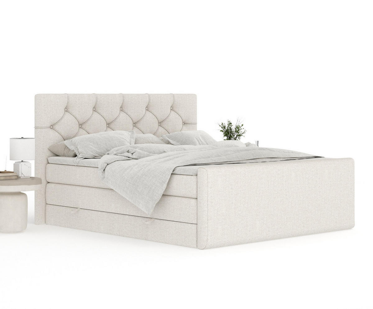 BOXSPRINGBETT Hugo Beige 160/200 cm - Beige/Schwarz, Holz/Holzwerkstoff (160/200cm) - Maison de Reve