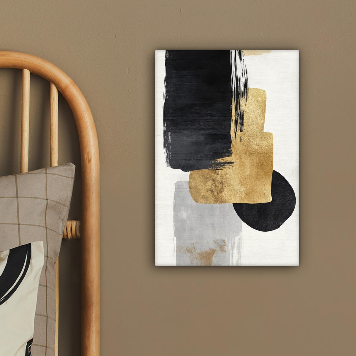 LEINWANDBILD Gold - Rechtecke - Kreise - Abstrakt Deko Wohnzimmer 20x30 cm - Weiß, Textil (20/30cm) - MuchoWow