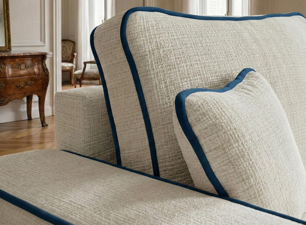ECKSOFA MIT SCHLAFFUNKTION Modo Braun Chenille-Stoff - Rechts Seite - Ecru/Schwarz, Holz/Holzwerkstoff (294/185cm) - Maison de Reve