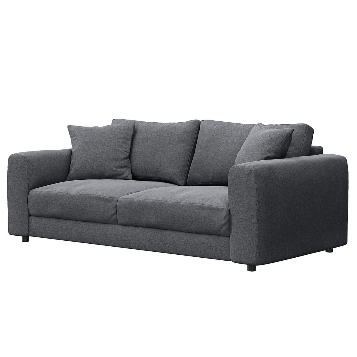 2,5-SITZER SOFA - Schwarz/Grau, Holz/Kunststoff (189/79/106cm) - home24