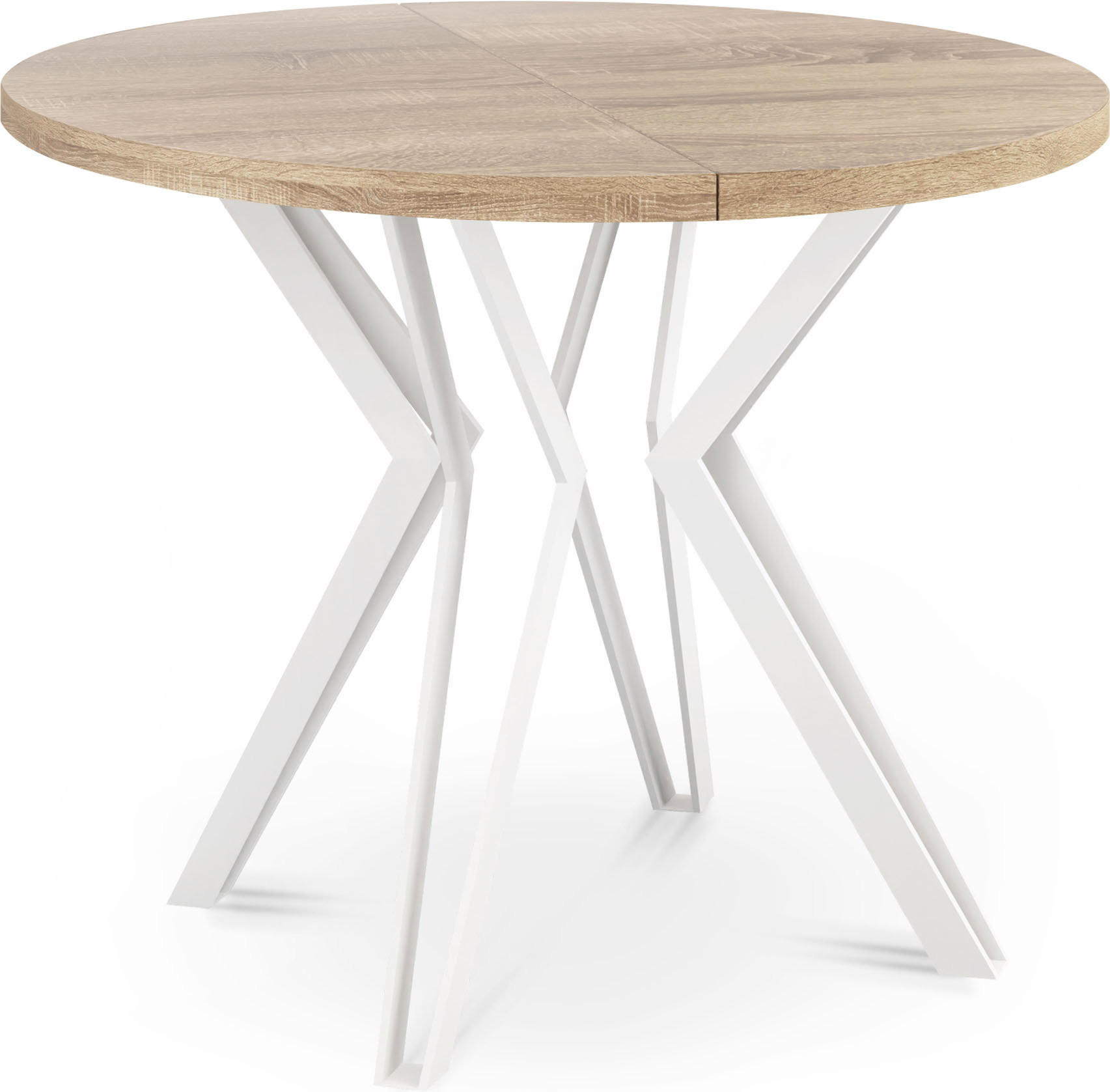 JEDÁLENSKÝ STÔL Austin Okrúhly Rozkladací, Sonoma Eiche 100-180/100/76 cm - hnedá/biela, kov/kompozitné drevo (100/180/76cm) - WFL GROUP