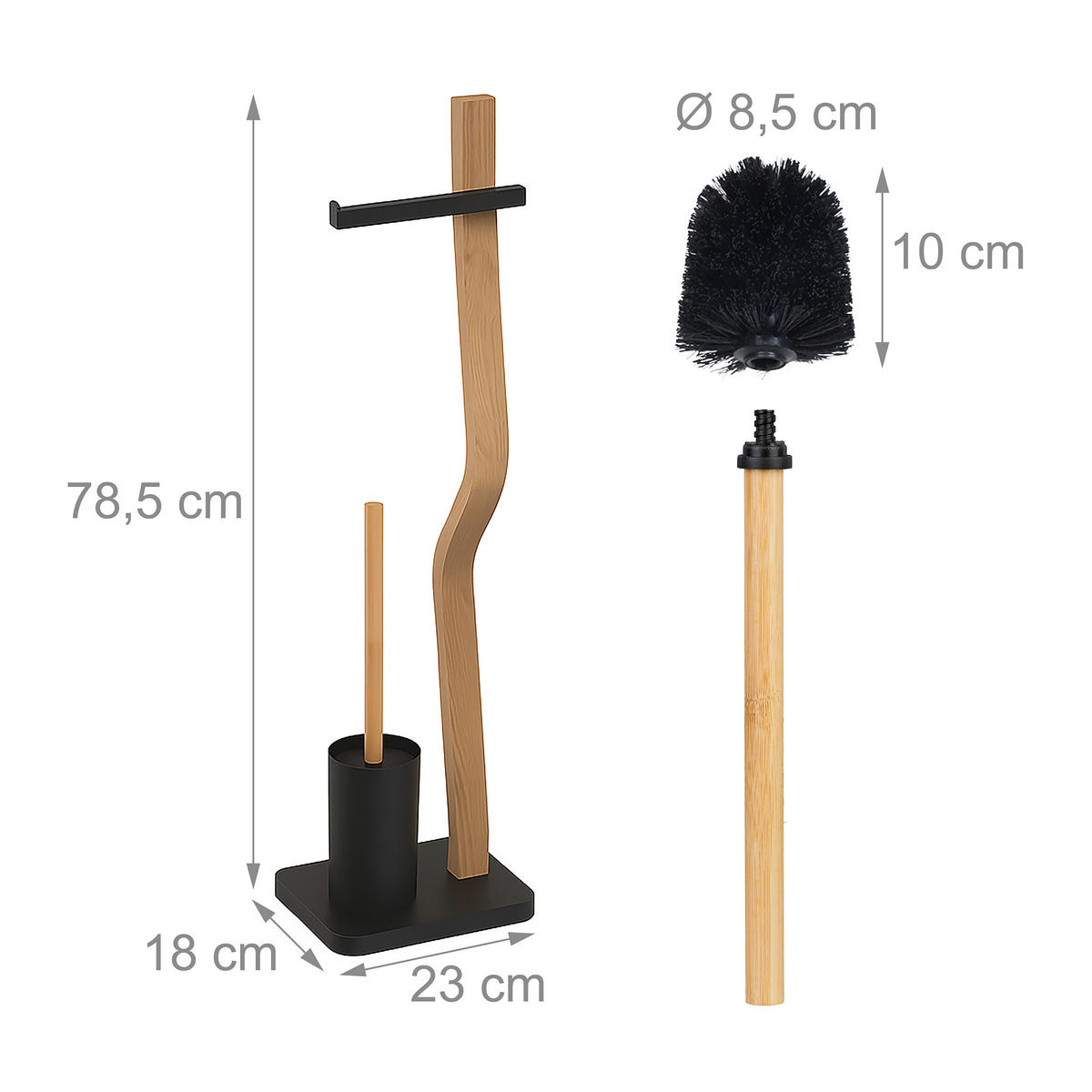 WC Garnitur - Schwarz, Holz/Kunststoff (23/78.5/18cm) - Relaxdays