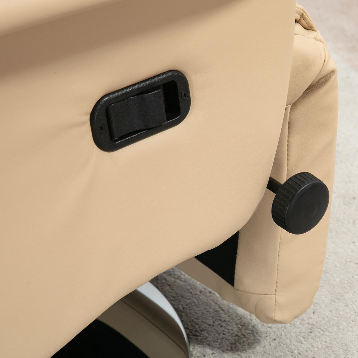 RELAXSESSEL, Fernsehsessel mit manuell Verstellbarer Rückenlehne, Fußteil, Beige - Beige/Silberfarben, Metall (78/109/80cm) - HOMCOM
