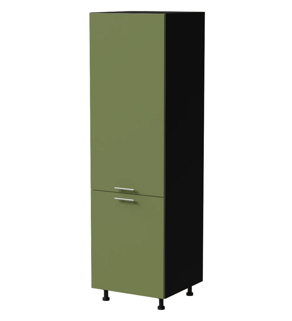 Feldmann-Wohnen Kühlschrankumbauschrank Grün, Schwarz 60x207x59 cm
