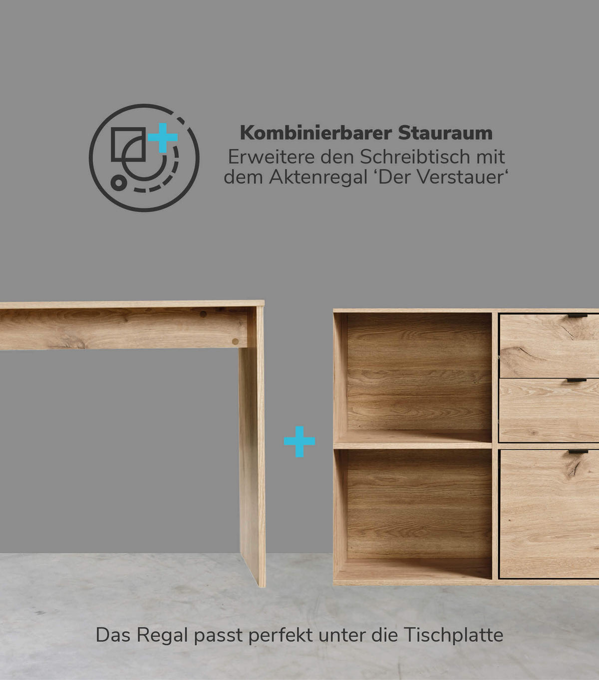 SCHREIBTISCH Der Produktive - Eichefarben, Holzwerkstoff (65/145/77cm) - Mokebo