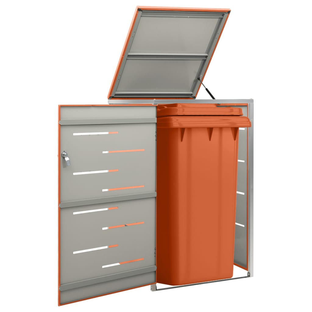 1ER Mülltonnenbox JAGU Edelstahl | Orange | 115x69x77,5cm | Für 1 Tonne 240L - Orange, Metall (69/115/77.5cm) - DELUKE