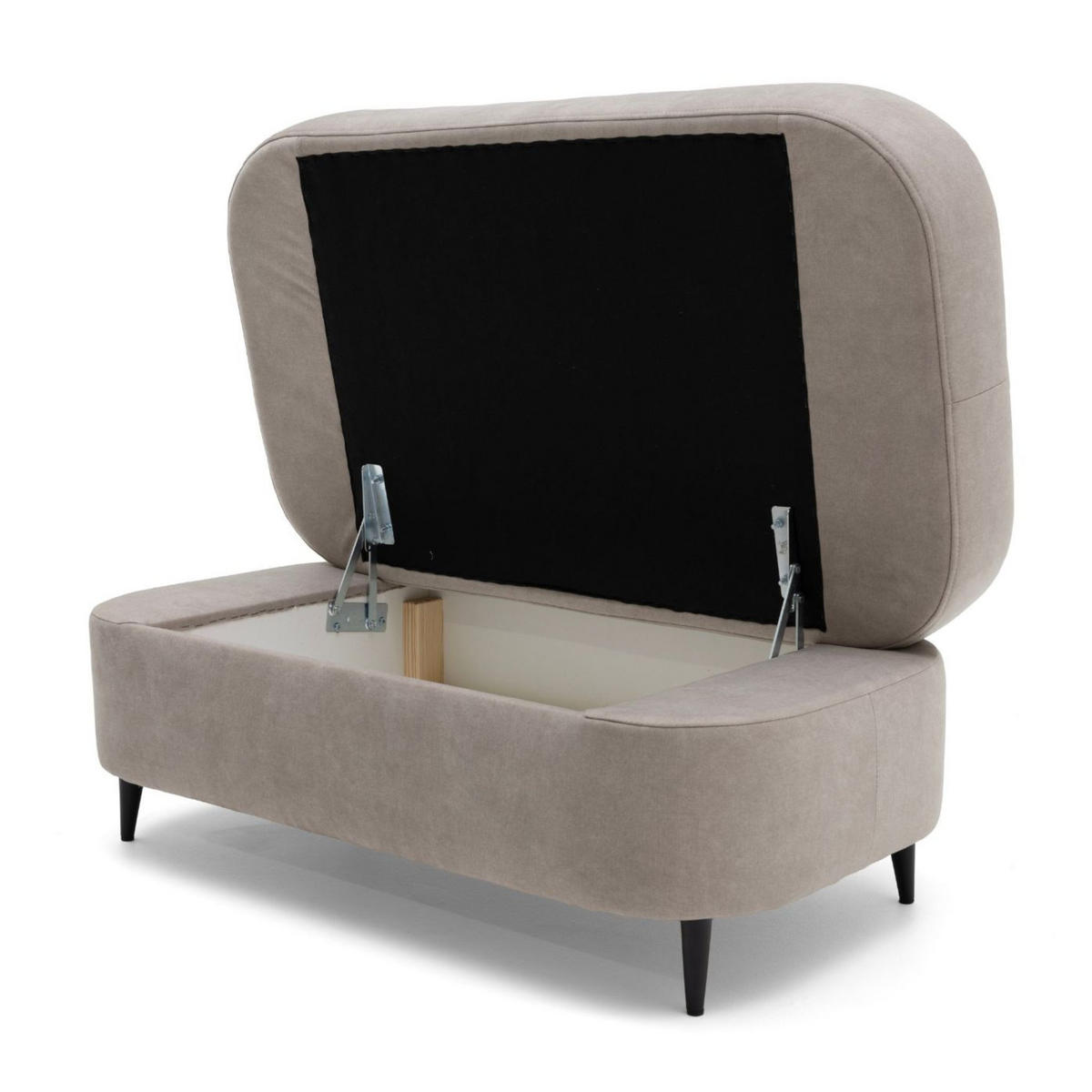 POUF PRIAM 104 x 60 cm Velours Beige - Beige/Schwarz, Holz/Textil (104/43/60cm) - Muffo