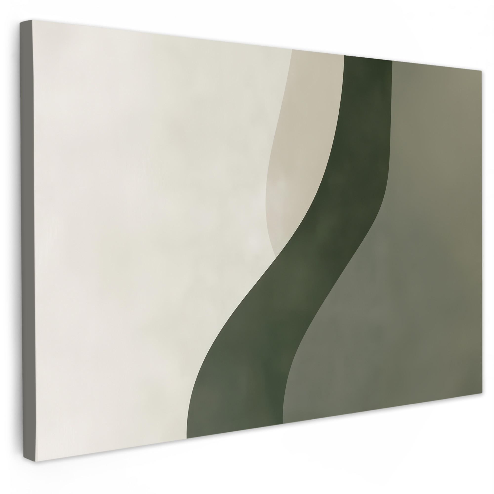 LEINWANDBILD Japandi - Grün - Abstrakt - Modern XXL 150x100 cm - Salbeigrün, Textil (150/100cm) - MuchoWow