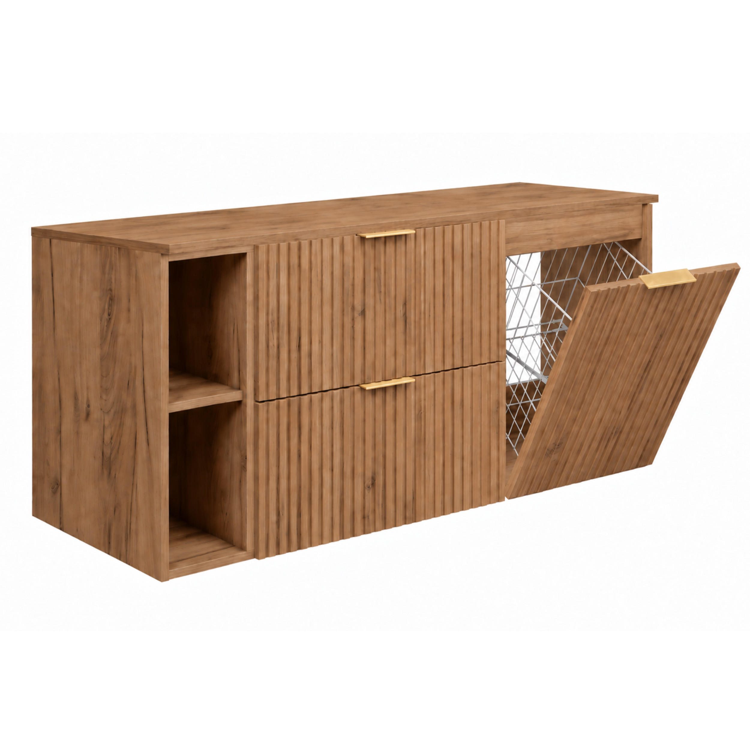 3XE Living Badmöbel-Set Eiche, Schwarz 120x57x46 cm