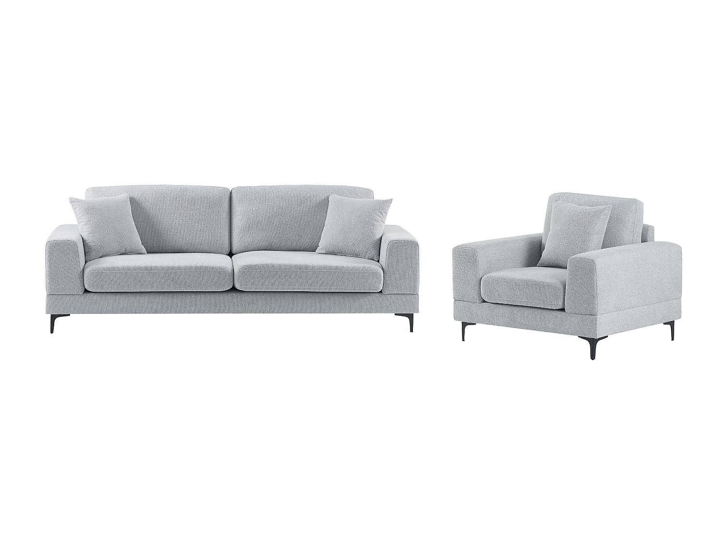 SOFAGARNITUR ohne Schlaffunktion - 4 Personen - Stoff - Hellgrau - - Hellgrau, Textil (107/82/89cm) - Vente-Unique