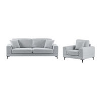 SOFAGARNITUR ohne Schlaffunktion - 4 Personen - Stoff - Hellgrau - - Hellgrau, Textil (107/82/89cm) - Vente-Unique