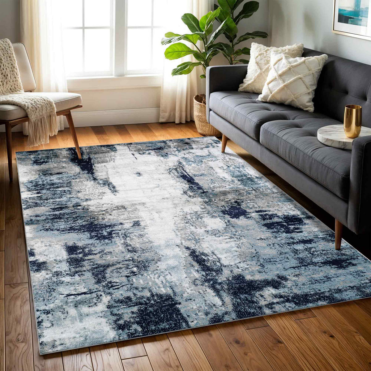 KURZFLORTEPPICH Giulia 120/170 cm Marineblau - Blaugrau, Textil (120/170cm) - LIVABLISS