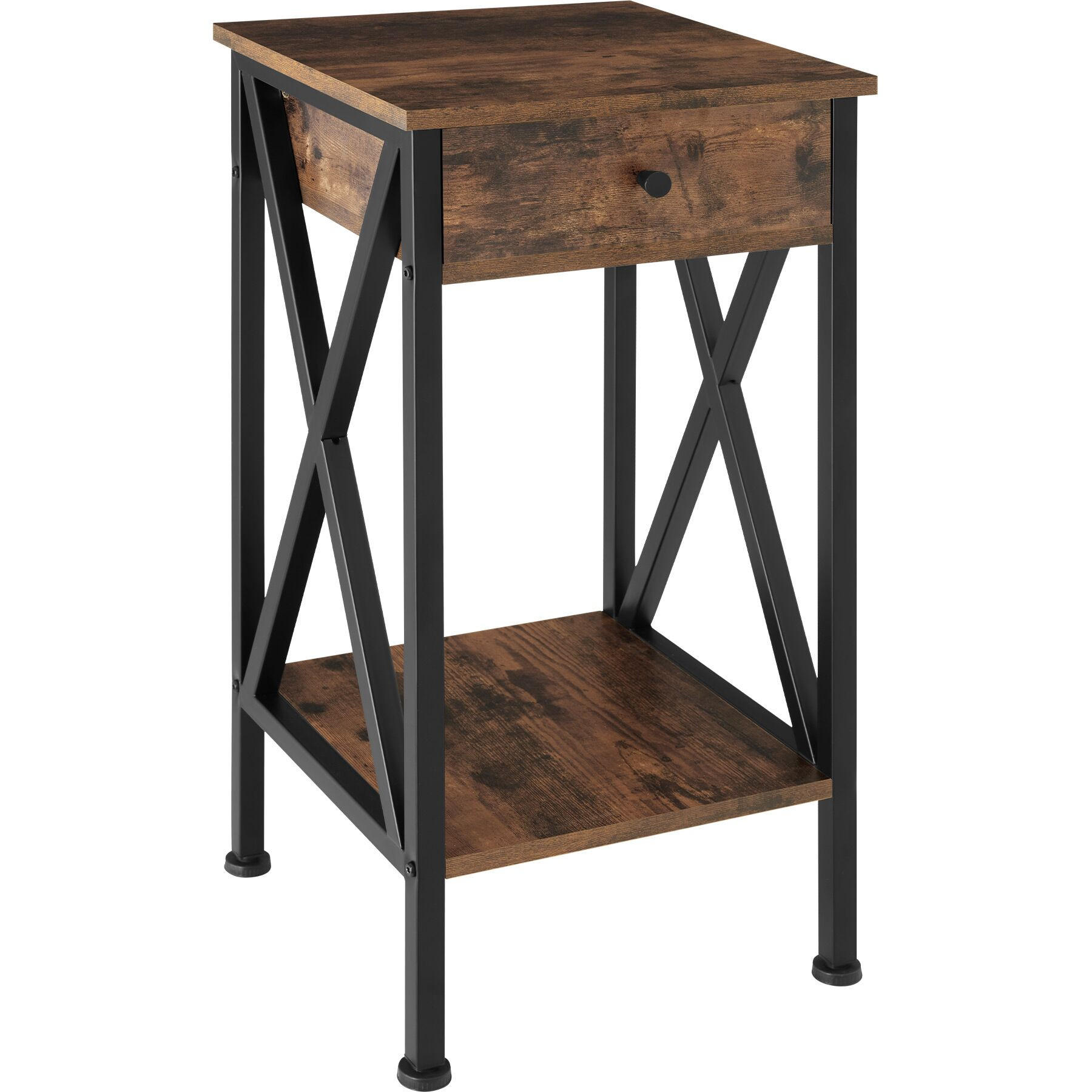 BEISTELLTISCH Dayton,35 x 35 x 70,5 cm,Industrial Holz dunkel, rustikal - Rostfarben, Holzwerkstoff (35/35/70.5cm) - tectake