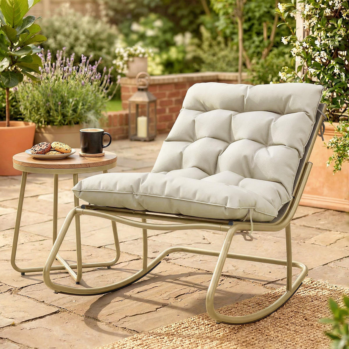 GARTENSCHAUKELSTUHL DE-15326 Beige - Beige, Metall (70/76/113cm) - ComfortXL