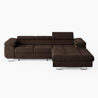ECKSOFA VEMO CORE Rechts Dunkelbraun Velours-Stoff mit Schlaffunktion und Bettkasten - Dunkelbraun, Holz/Metall (280/205cm) - Barchello