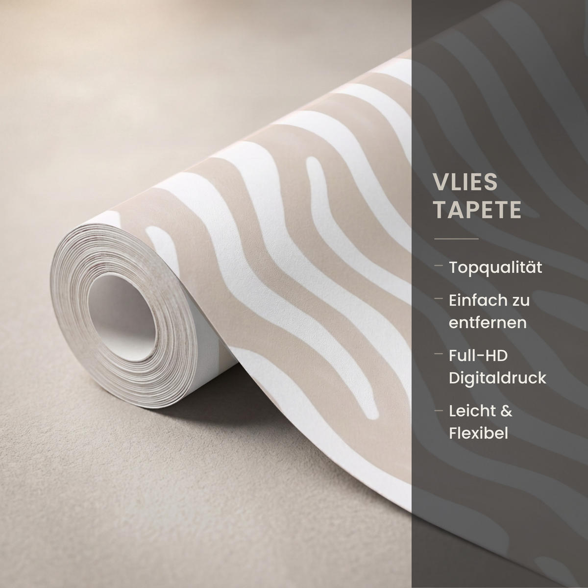 TAPETE - Abstrakt - Zebra - Beige - 200x280 cm - Beige, Papier (200/280cm) - OnlyWow