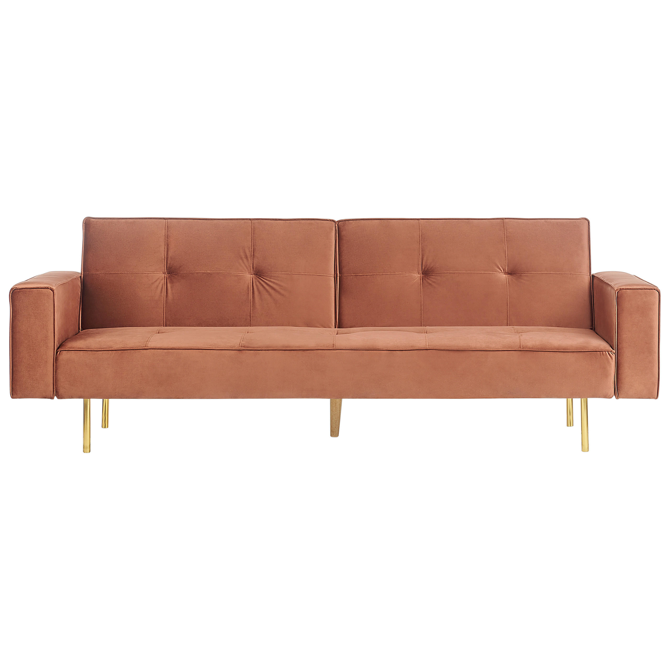 3-SITZER-SCHLAFSOFA Samtstoff goldbraun Visnes - Goldfarben/Braun, Textil (218/80/81cm) - Beliani