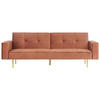 3-SITZER-SCHLAFSOFA Samtstoff goldbraun Visnes - Goldfarben/Braun, Textil (218/80/81cm) - Beliani