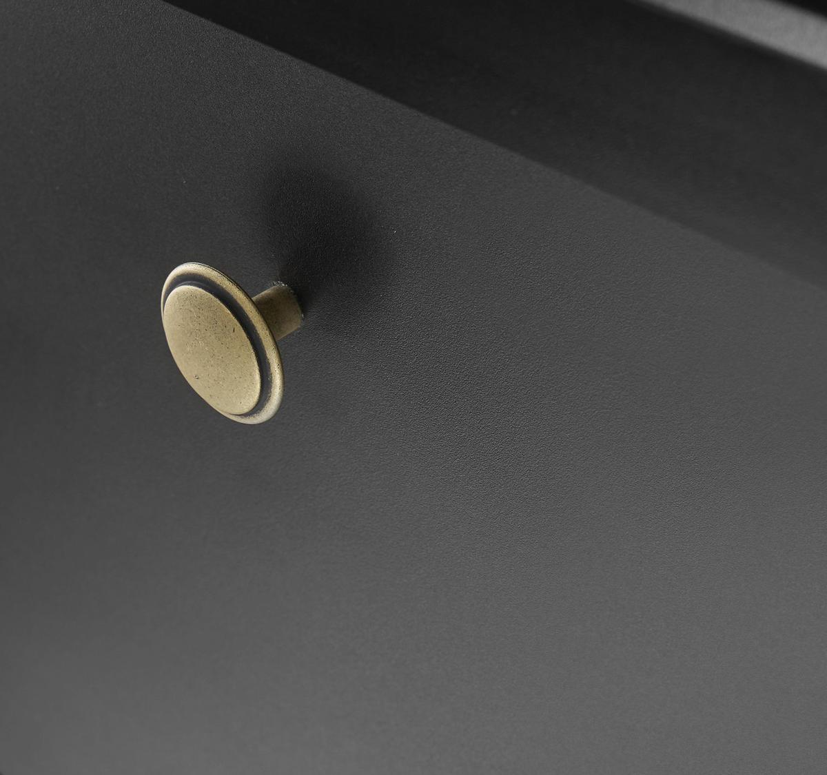 WOHNWAND schwarz matt, Eiche 3-teilig 301 cm, Wohnkombination mit Soft-Close - Eichefarben/Messingfarben, Glas/Holzwerkstoff (301/200/42cm) - Furn.Design