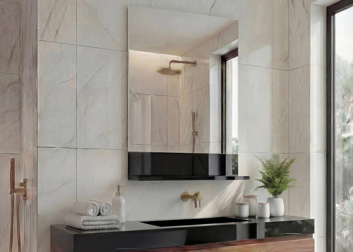 WANDSPIEGEL MIT ABLAGE Schwarz - Schwarz, Holz (60/75/17cm) - MCW