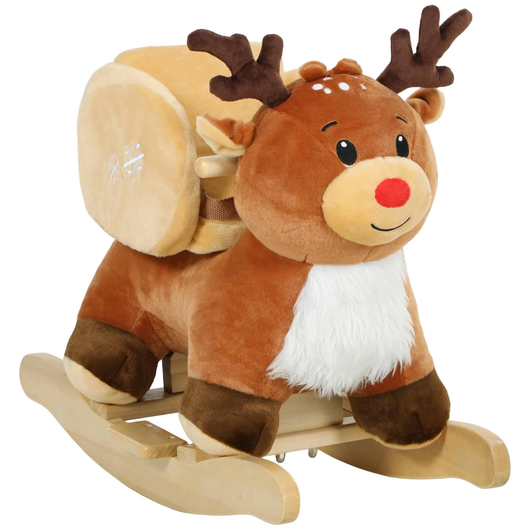 KINDER-SCHAUKELPFERD Rentier mit Schlafliedern Plüsch Braun - Braun, Textil (35/59/65cm) - AIYAPLAY