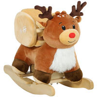 KINDER-SCHAUKELPFERD Rentier mit Schlafliedern Plüsch Braun - Braun, Textil (35/59/65cm) - AIYAPLAY
