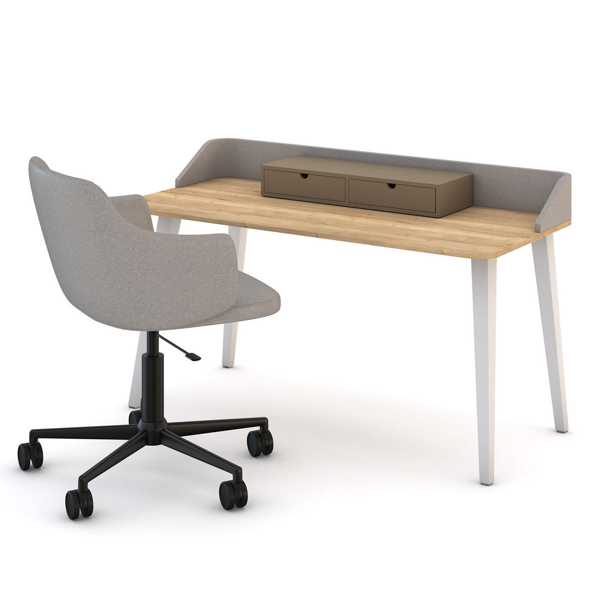 SCHALENSTUHL Consento Triest gepolstert mit Rollen / Grün - Grün, Textil/Metall (56/79/58cm) - ASSMANN