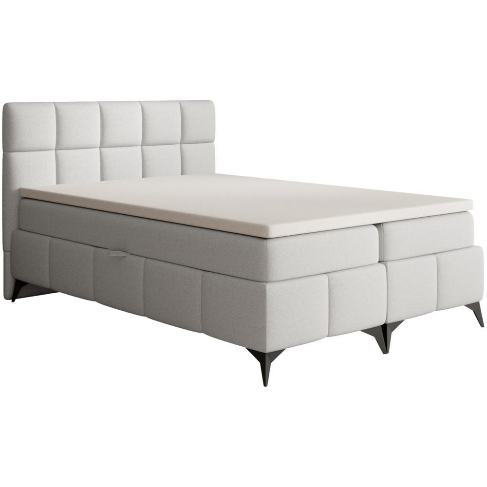 BOXBETT Solido mit Bettkasten 140x200 cm hellgrau - Hellgrau/Schwarz, Textil/Metall (140/200cm) - Beautysofa