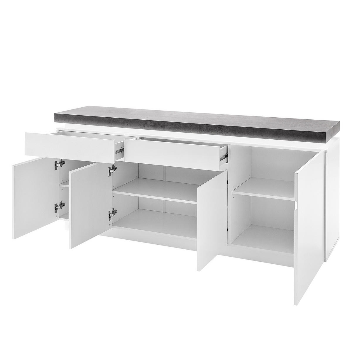 SIDEBOARD - inkl. Beleuchtung - Weiß/Grau, Holzwerkstoff (175/81/40cm) - home24