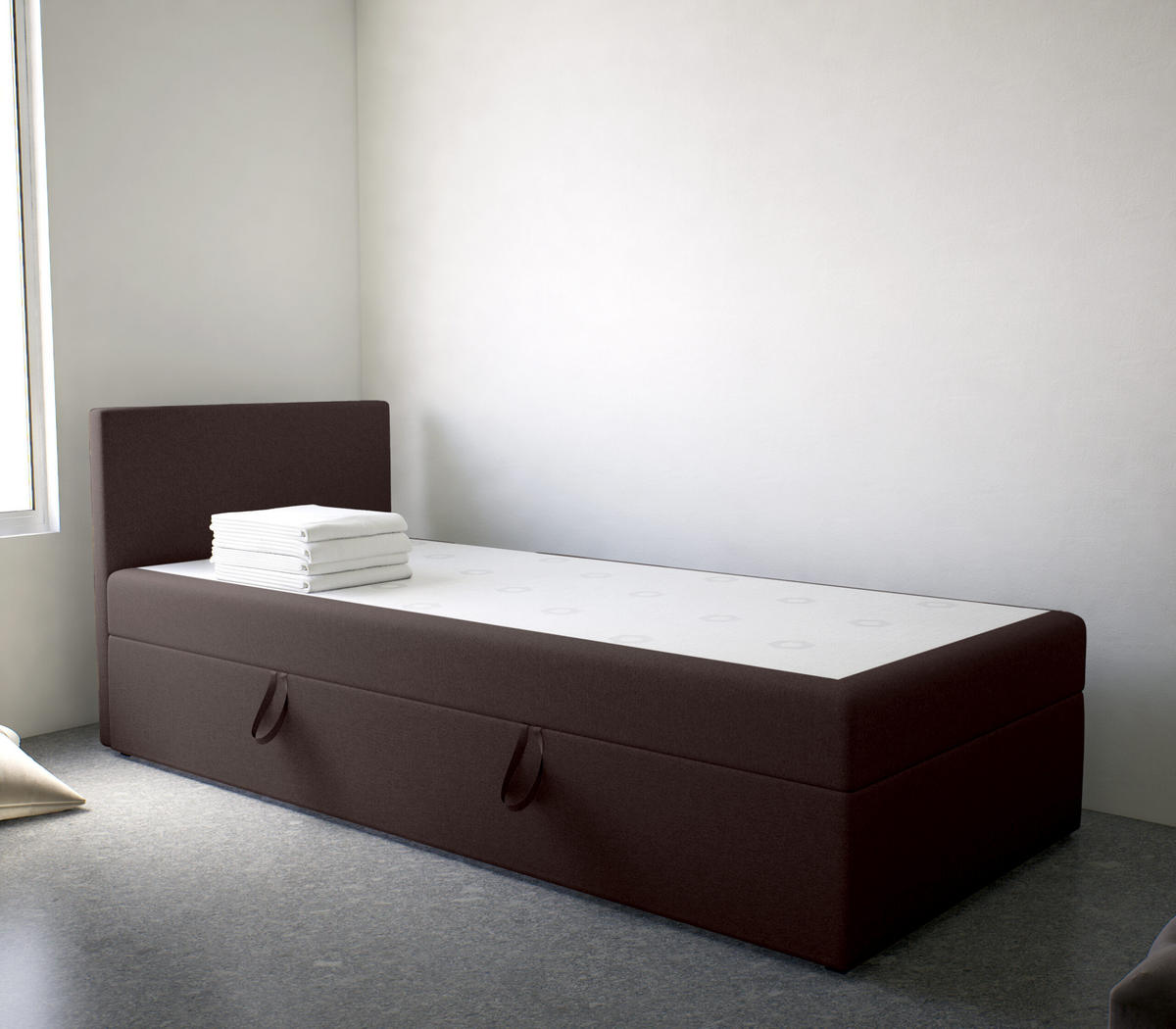 BOXBETT Verdig Mini Basic 100x200 Dunkelbraun Links - Braun, Holz (100/200cm) - Fedve