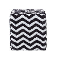 SITZWÜRFEL schwarz-weiß getuftet, Zickzack-Muster 36/36/38 cm - Schwarz, Textil (36/38/36cm) - Homescapes