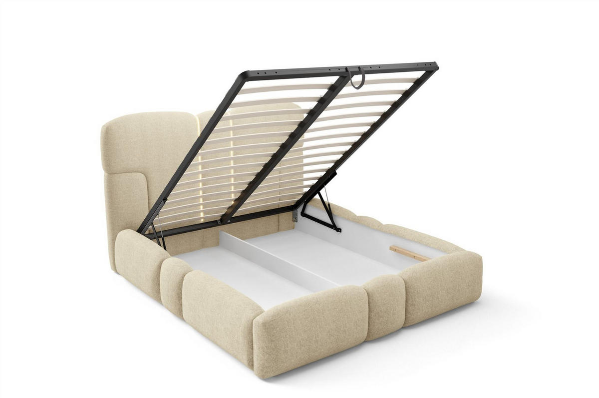 POLSTERBETT Jordan - Beige, Holzwerkstoff/Textil (120/200cm) - Fun Möbel