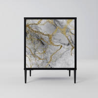 SIDEBOARD TIMELESS GLIDE, Schwarz, 57,5x42x72,5 cm, Schwarze Metallfüße - Multicolor/Schwarz, Holzwerkstoff/Metall (57.5/72.5/42cm) - SpaceRebels