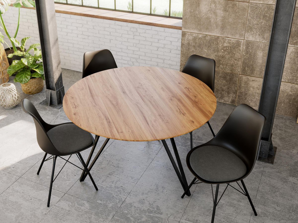 ESSTISCH INSA - Beige/Schwarz, Holz/Metall (110/110/77cm) - SAM