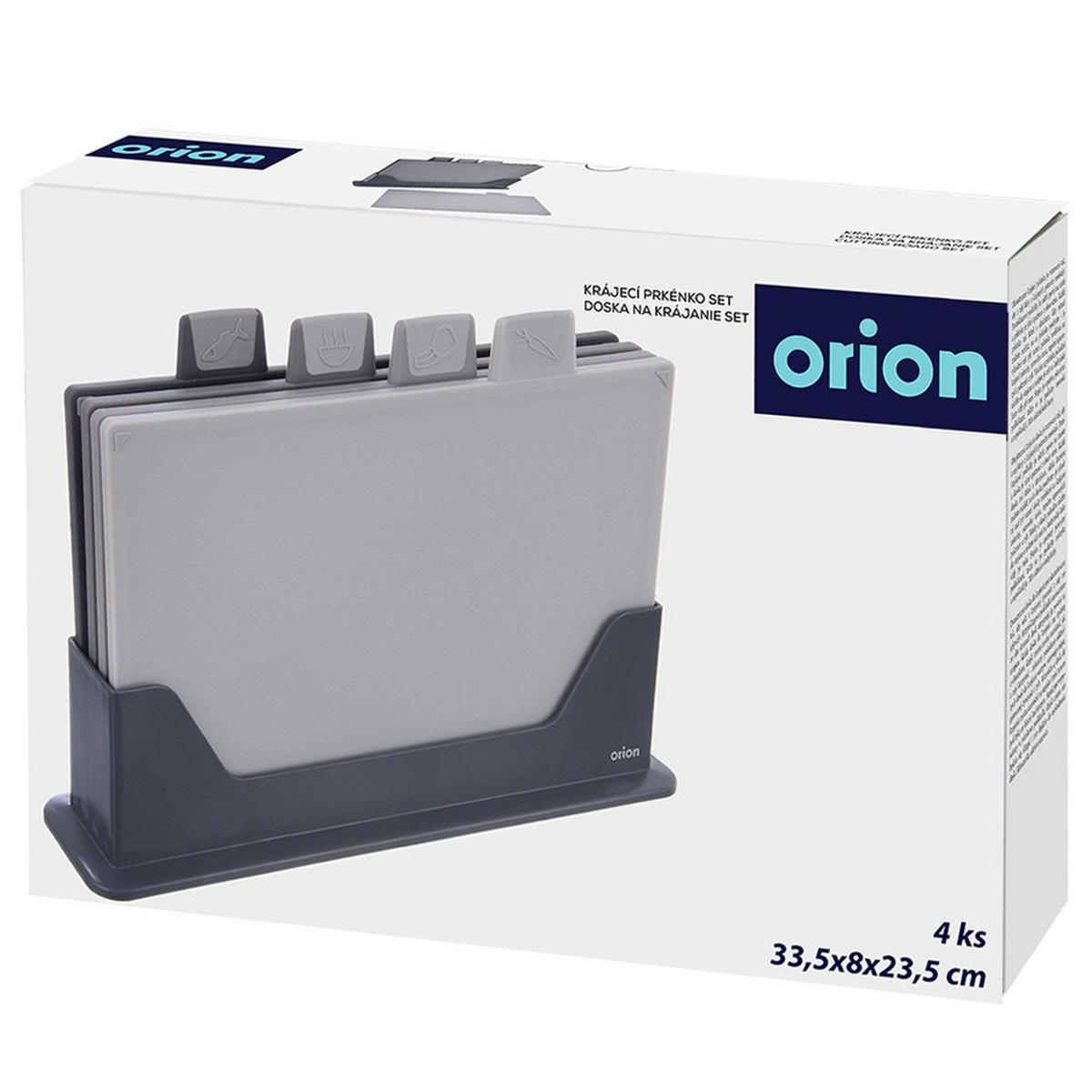 SCHNEIDEBRETT-SET Bambus mit Ständer 4er-Pack - Grau, Holz (20/28cm) - Orion 