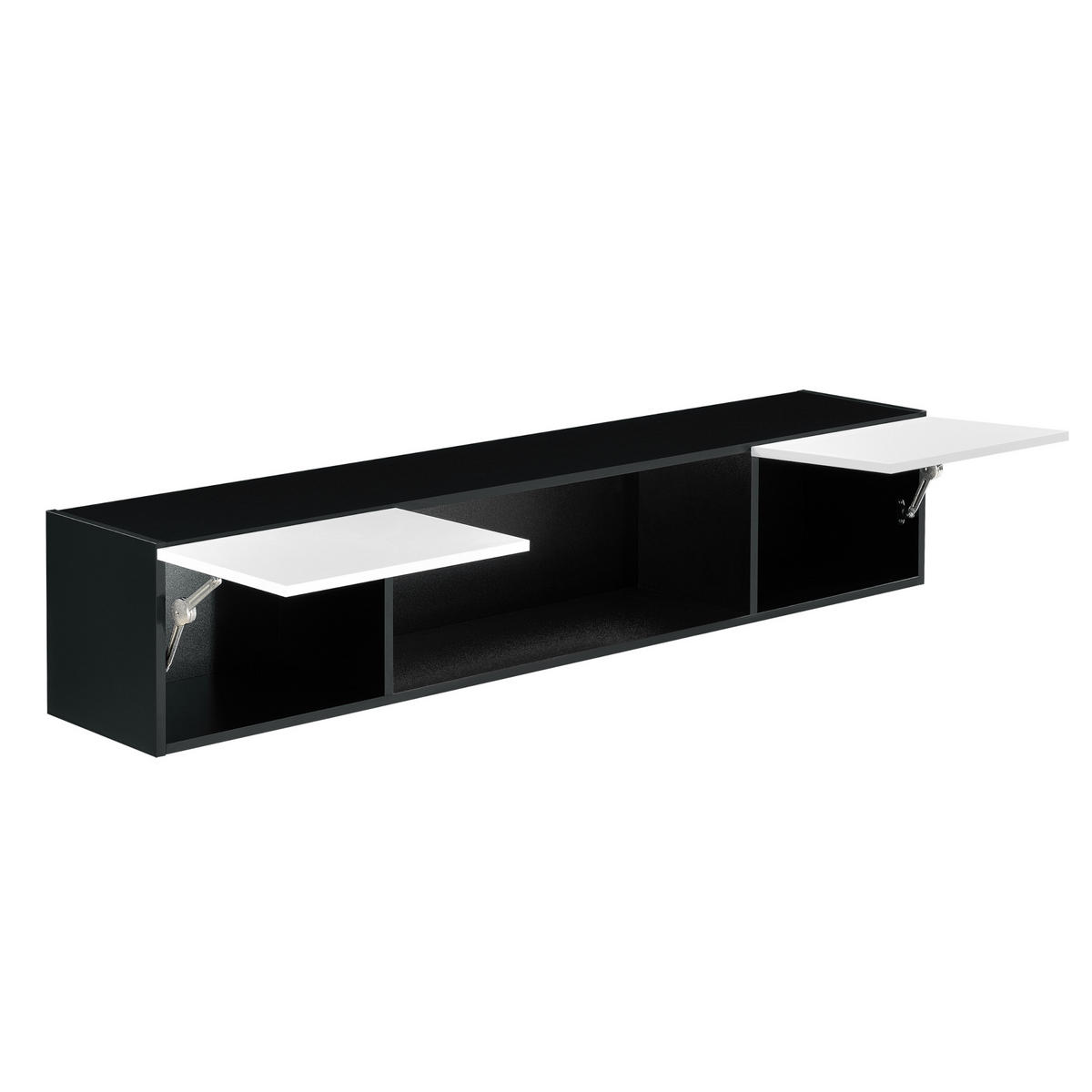 HÄNGELOWBOARD Thabong - Weiß Hochglanz/Schwarz, Holzwerkstoff (150/30/30cm) - [en.casa]