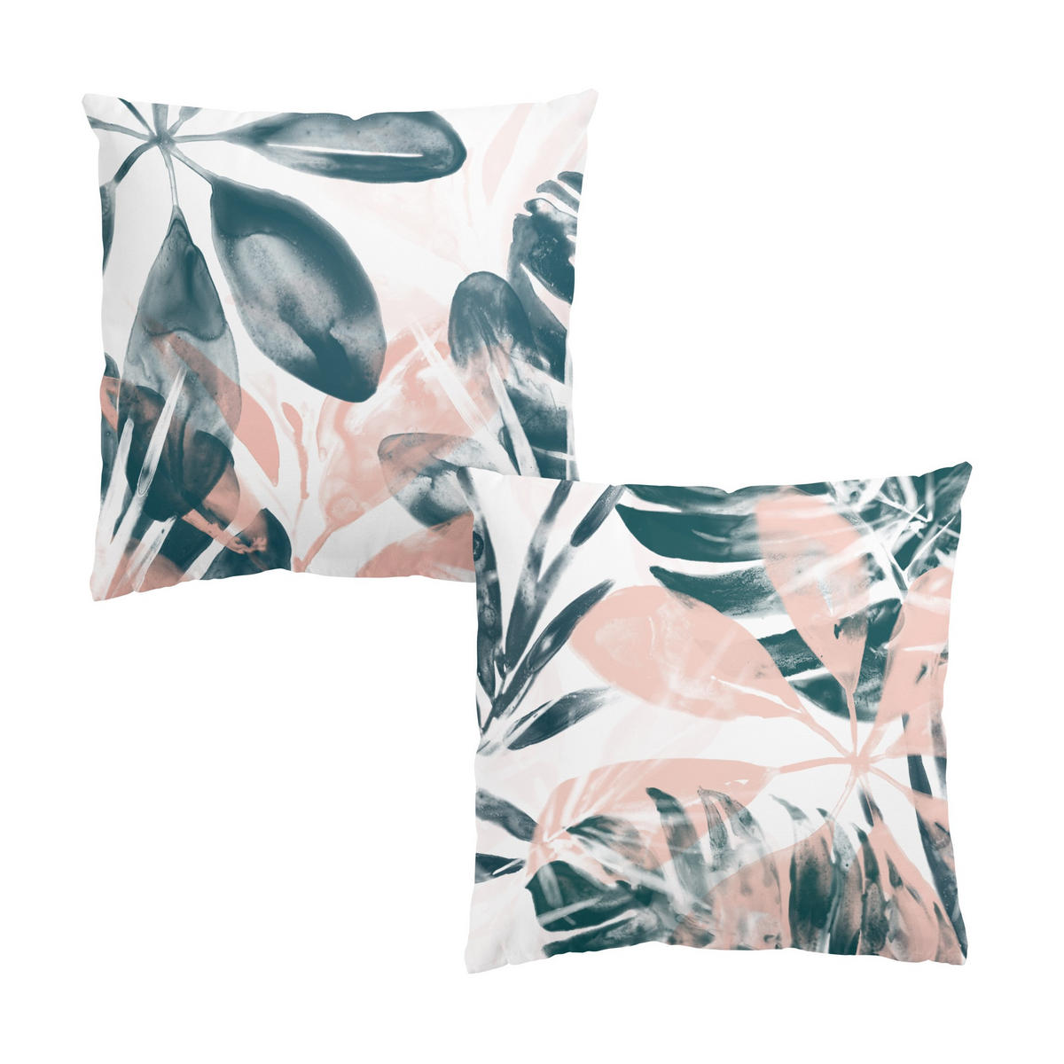 DEKOKISSEN 2er-Set Tropisches Orakel petrol Set I 50/50 cm - Petrol, Textil (50/50cm) - Bilderwelten