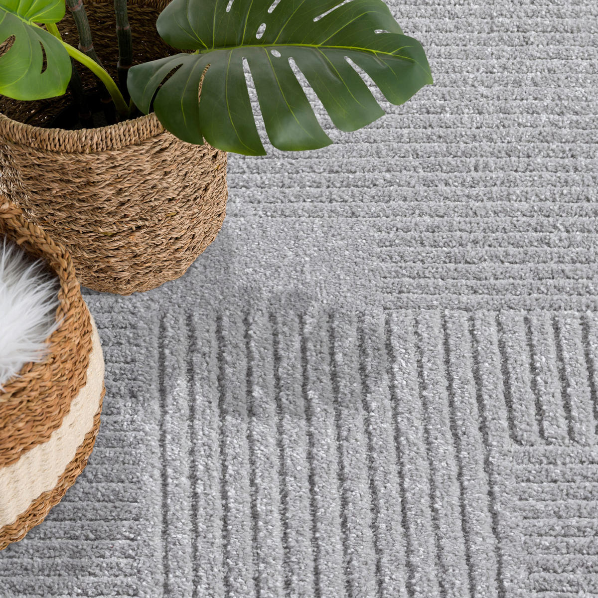 KURZFLOR-TEPPICH Flair 177 Grau 120x170 cm - Grau, Textil (120/170cm) - carpet city