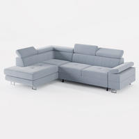 ECKSOFA CAROLINE Links Grau matter Veloursstoff mit Schlaffunktion und Bettkasten - Chromfarben/Grau, Textil (253/190cm) - Barchello
