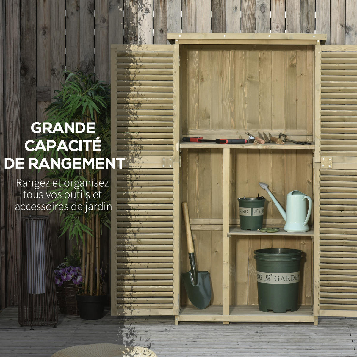 GERÄTESCHUPPEN DE-17569 2 Jalousietüren mit Bitumendach Sand - Sandfarben, Holz (87/160/46.5cm) - ComfortXL