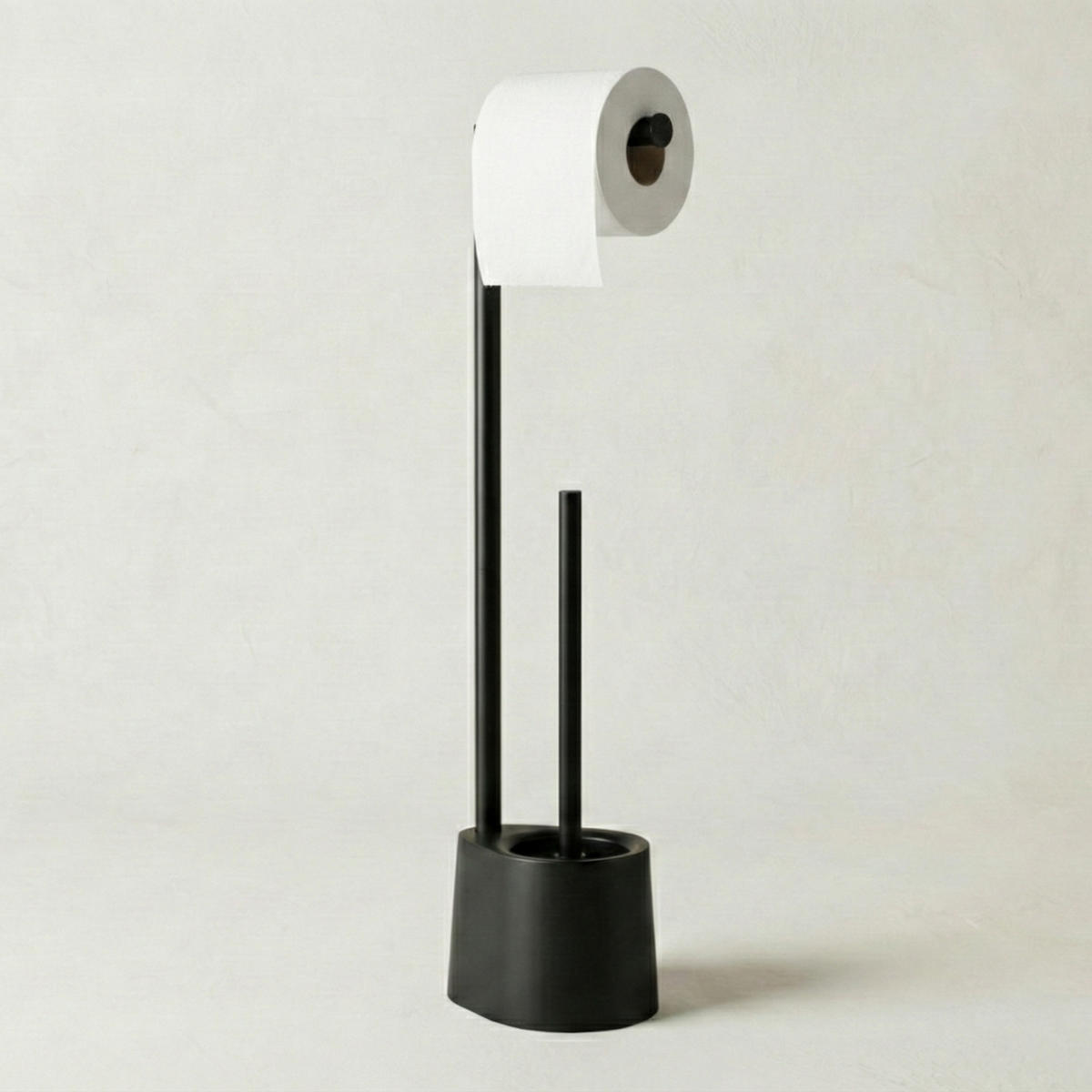 PAPIERSTÄNDER STILK mit Bürstenbehälter - Schwarz, Metall (16/63/13cm)