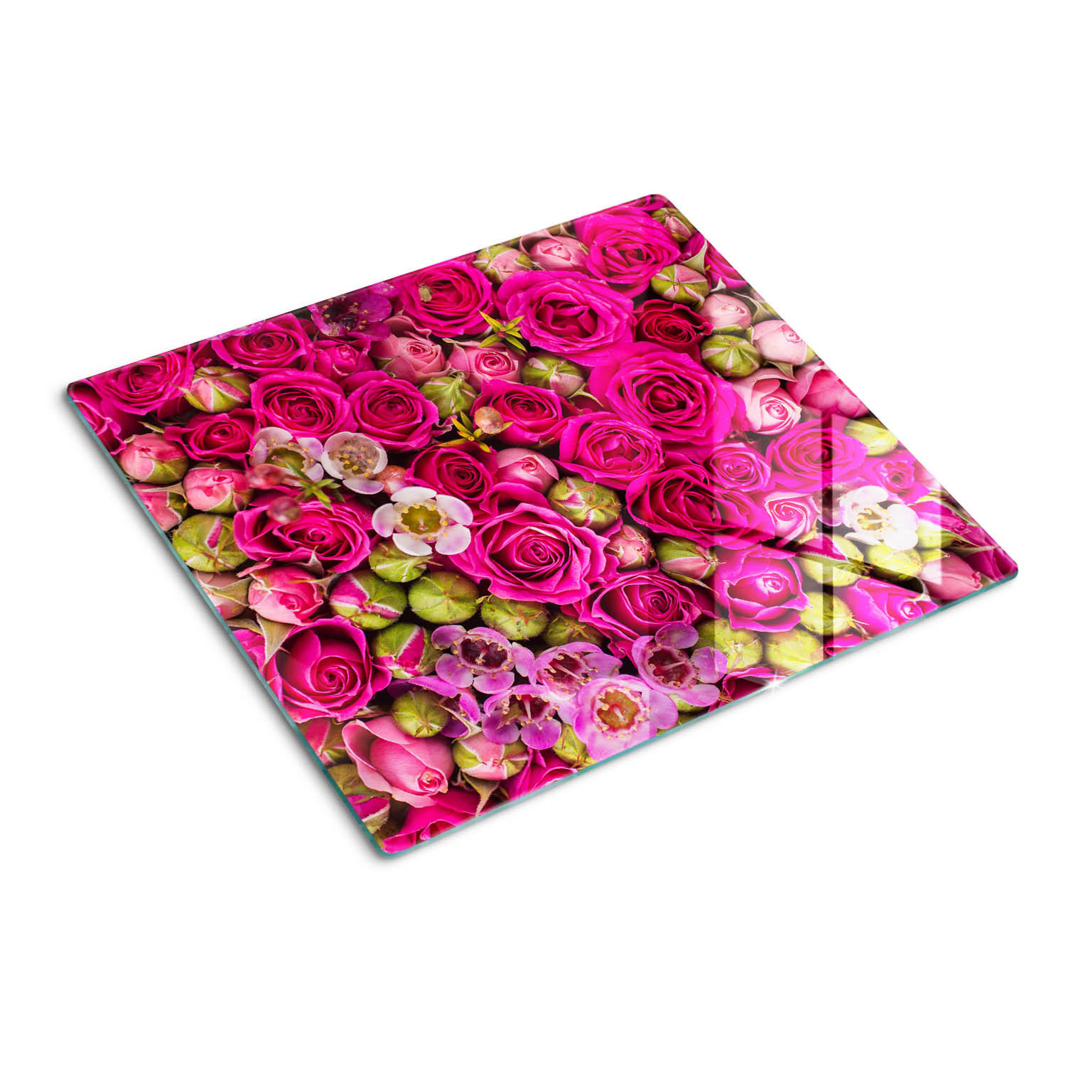 GLASPLATTE 60x52 cm Rosen - Pink, Glas (60/0.4/52cm) - TULUP