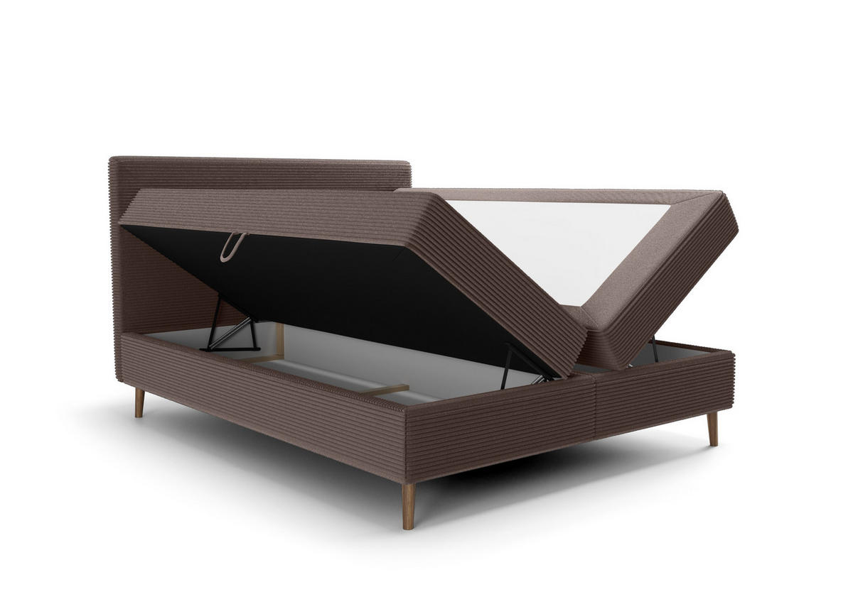 BOXBETT NARA mit Matratze H3, Bonell und Topper 180x200 POSO 004 - Braun, Textil (180/200cm) - Bedante
