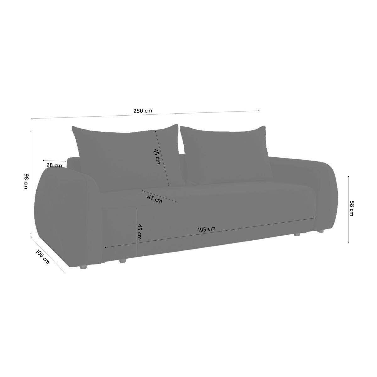 SOFA MUNDUK mit Schlaffunktion, Schwarz - Schwarz, Textil (250/98/100cm) - Fedve