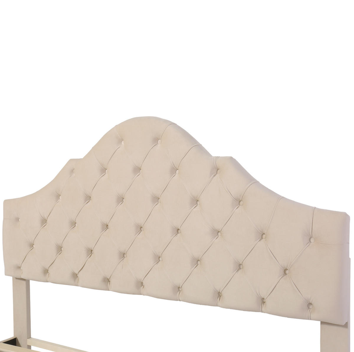 POLSTERBETT 140/190 cm Off White aus Velours mit höhenverstellbarem Kopfteil - Beige, Textil (140/190cm) - OKMYHOME