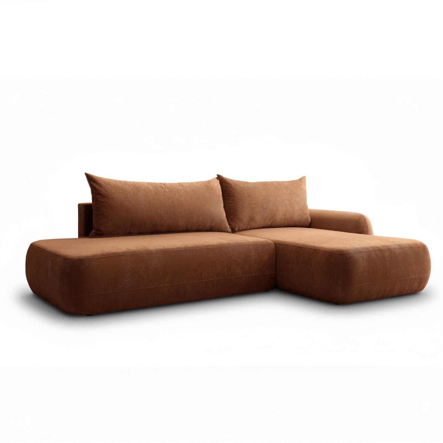 ECKSOFA GOYA mit Schlaffunktion und Bettkasten, Rechte, Perfect Harmony 52 - Rotbraun, Textil (302/184cm) - Lookway