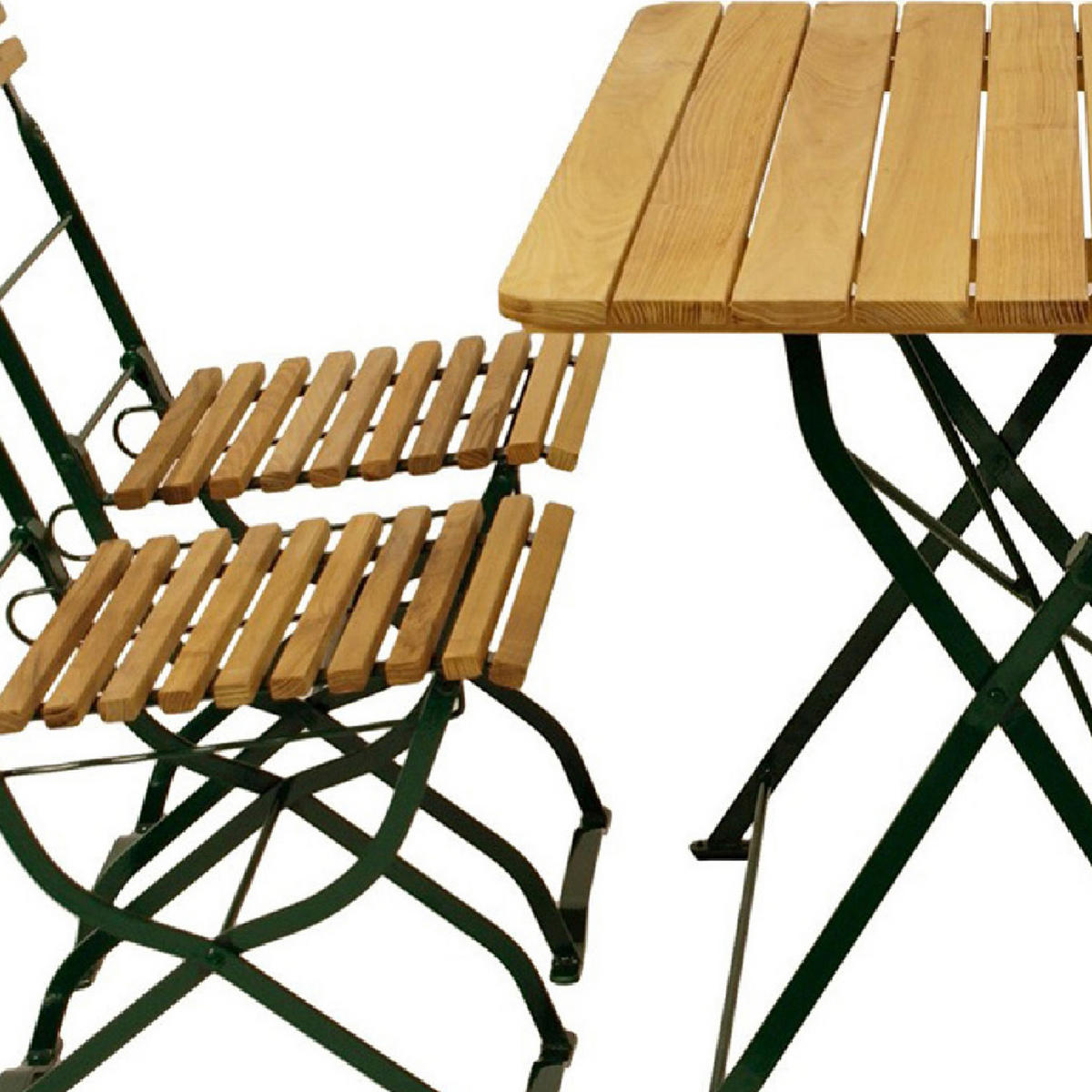 BIERGARTEN- GARTEN-GARNITUR Darwin 5-teilig, Flachstahl - Garten-Garnitur 5-teilig, Flachstahl Robinienholz -Gestell verzinkt grün - Grün, Holz - TPFGarden