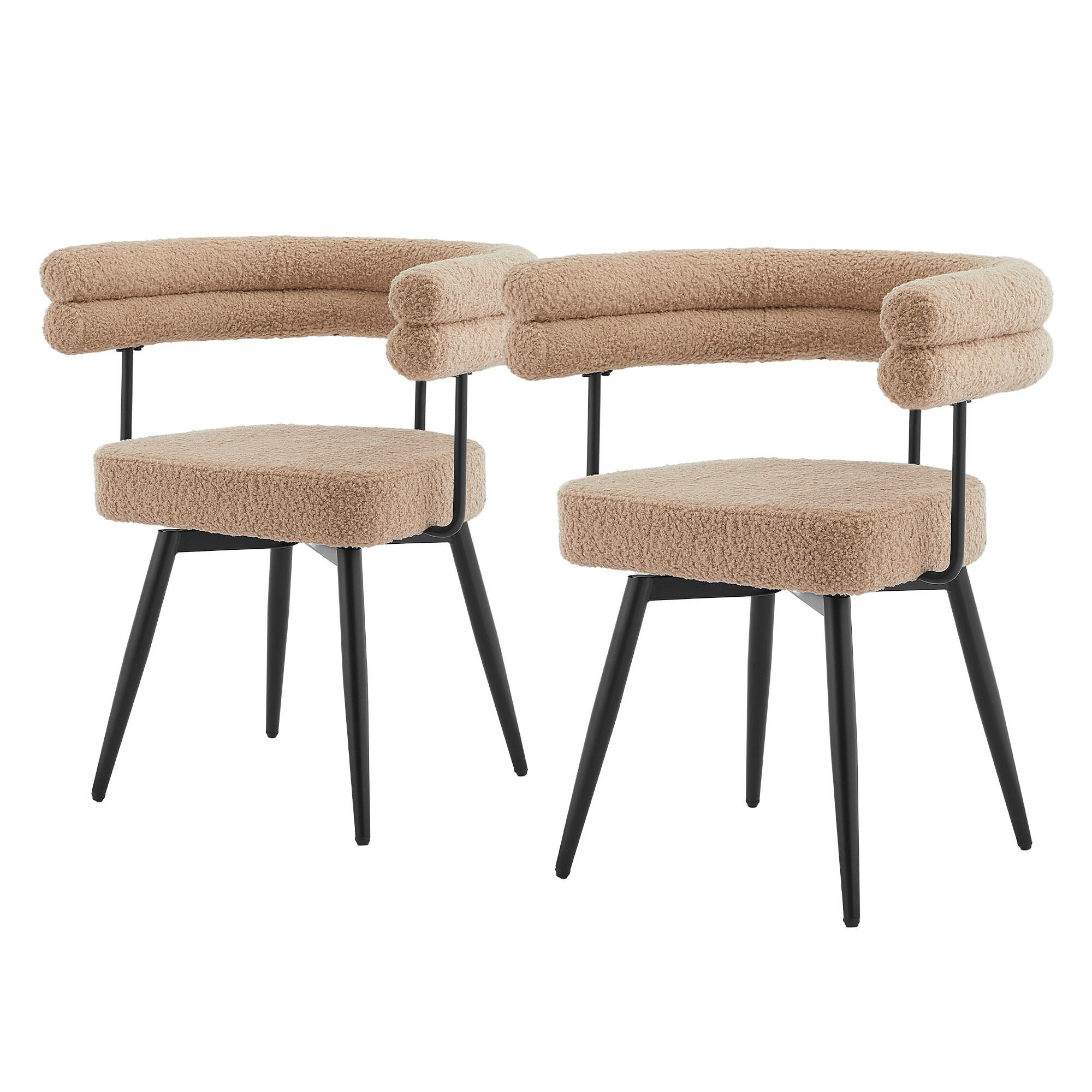JÍDELNÍ ŽIDLE otočné, sada 2 ks, hnědá látka Teddy - černá/hnědá, kov/textil (63/75/55cm) - ML-DESIGN