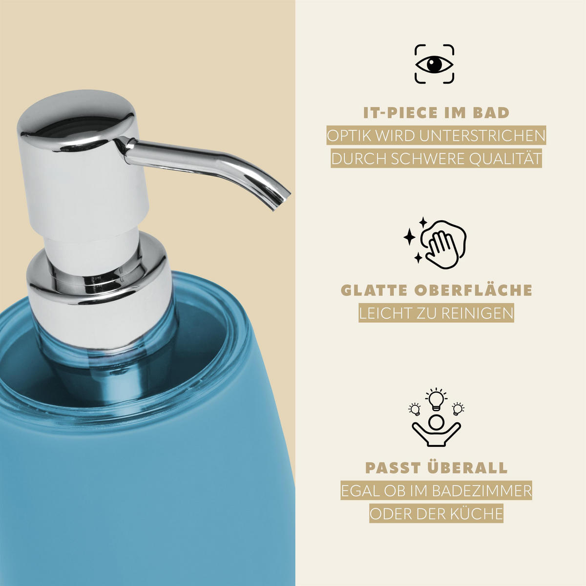 SEIFENSPENDER SAVONA, blau - Blau, Kunststoff (8/16/8cm) - bremermann